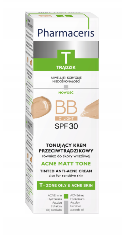 PHARMACERIS T ACNE MATT TONE BB Tonujący Krem SPF30 01 LIGHT  30 ml
