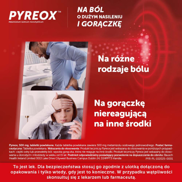 Pyreox 500 mg lek przeciwbólowy 20 tabletek