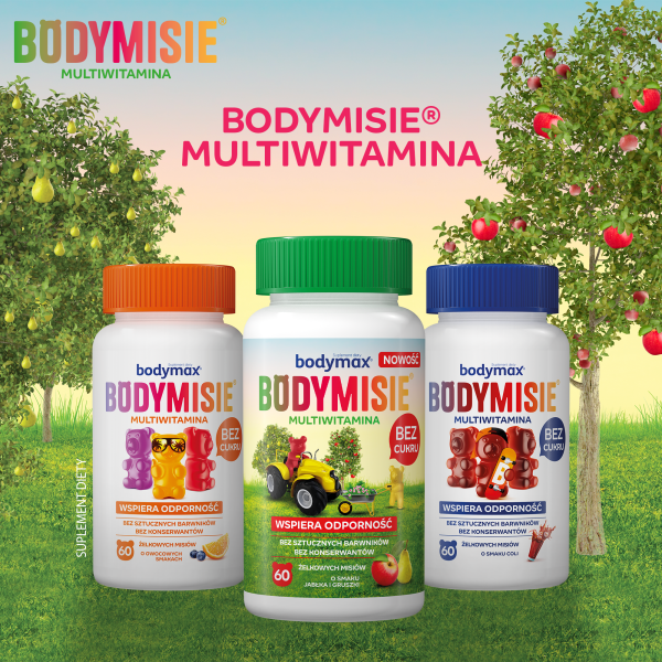 Bodymax Bodymisie multiwitamina misie o smaku jabłka i gruszki BEZ CUKRU 60 żelków