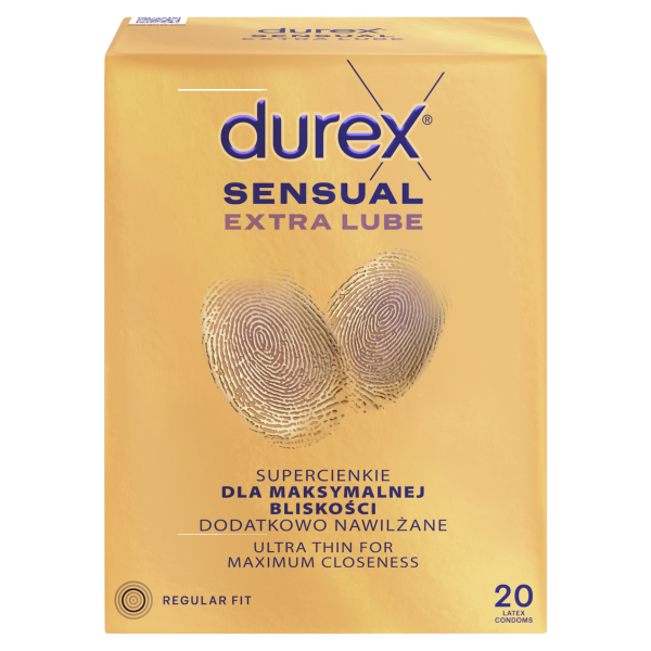 Durex Sensual Extra Lube Prezerwatywy dodatkowo nawilżane 20 sztuk