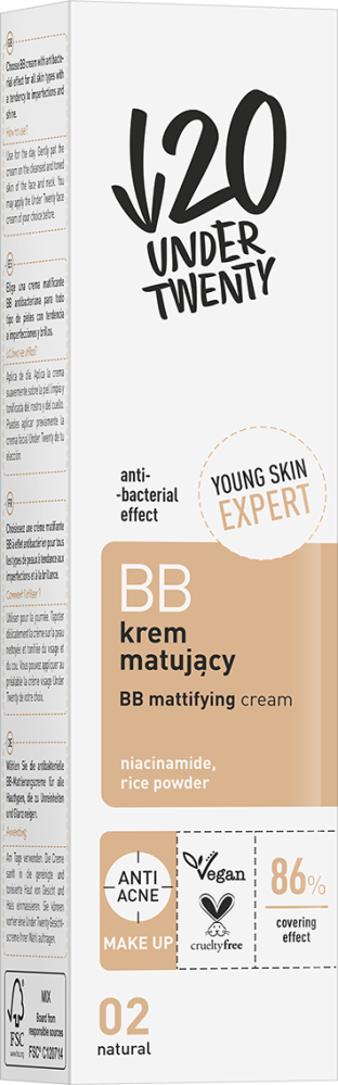 UNDER TWENTY BB Krem matujący 02 natural 60 ml