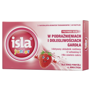 Isla Junior Pastylki do ssania o smaku truskawkowym 20 sztuk