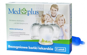 Bańki bezogniowe szklane lekarskie 8 sztuk + pompka MEDPLUS