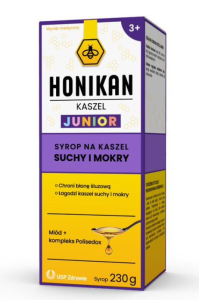 HONIKAN KASZEL JUNIOR Syrop na kaszel suchy i mokry dla dzieci w wieku od 3 lat 230 g