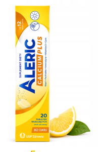 Aleric Calcium Plus BEZ CUKRU smak cytrusowy cynk witamina D odporność 20 tabletek musujących