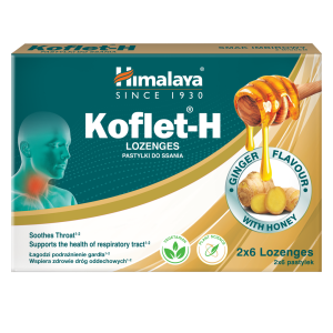 HIMALAYA Koflet-H Imbir na gardło 12 pastylek.