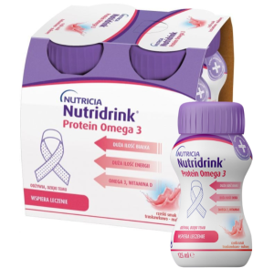 Nutridrink Protein Omega 3 rześki smak truskawkowo-malinowy 4 x 125 ml
