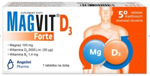 Magvit Forte D3 2000 z witaminą B 50 tabletek