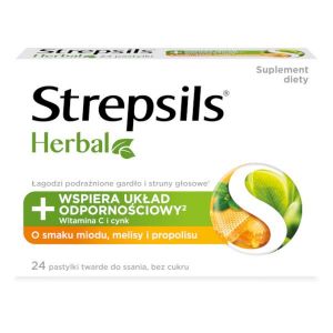 Strepsils Herbal o smaku miodu, melisy i propolisu 24 pastylki do ssania