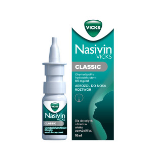 Aerozol do nosa Nasivin Vicks Classic na zatkany nos, katar, 10 ml