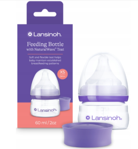 LANSINOH Natural Wave Butelka 60 ml ze smoczkiem o bardzo wolnym przepływie XS 0 m