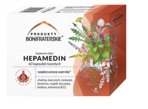 Hepamedin Produkty Bonifraterskie wsparcie pracy wątroby 60 kapsułek