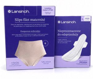 LANSINOH Majtki poporodowe wielorazowe wysokie 4 sztuki + podkłady GRATIS