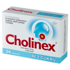 Cholinex pastyl.twarde 24 bez cukru