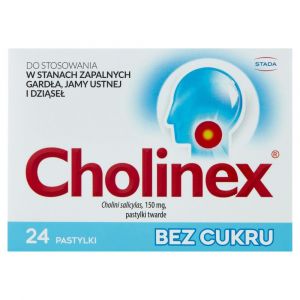 Cholinex pastylki do ssania bez cukru 24 sztuki