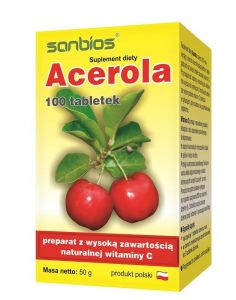 Acerola  Sanbios, naturalna witamina C, tabletki, 100 szt.